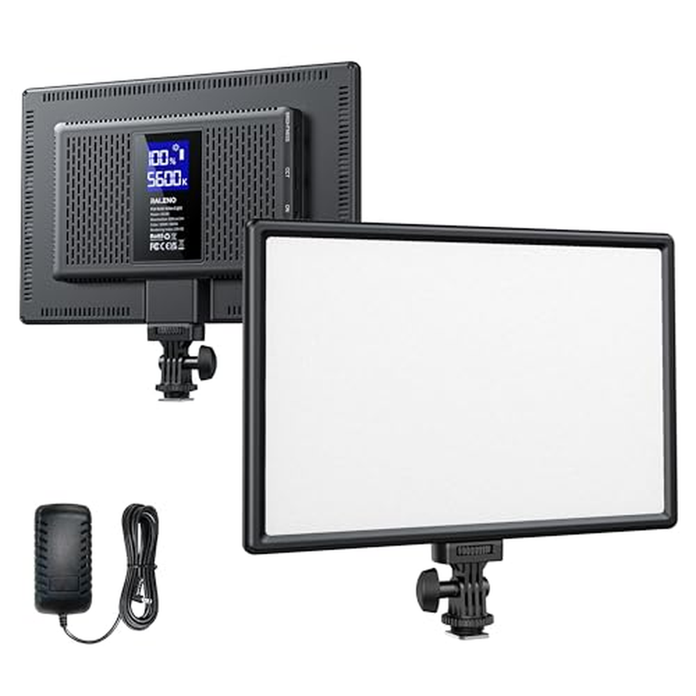 RALENO LED video světlo, 19,5W video světlo Vestavěná baterie 2 * 4000mAh CRI95+ 3200K-5600K Nastavitelné světlo pro videokonfer